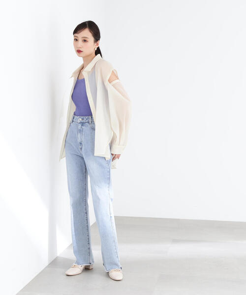 JILL by JILL STUART(ジルバイジルスチュアート)の「◇2WAYシアーシャツトップス(シャツ/ブラウス・レディース・グレー/ホワイト系その他/ブラウン・FREE)」の20枚目の写真