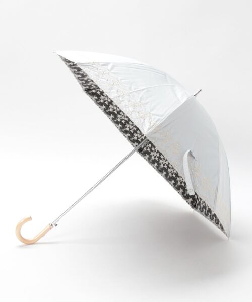 LANVIN collection(ランバン コレクション)の「晴雨兼用日傘 ラメ×フラワー刺繍(長傘・レディース・ブルー系その他2/ベージュ/ブラック/オフホワイト・FREE)」の2枚目の写真