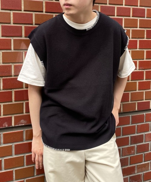 CIAOPANIC（チャオパニック）の「ハンドステッチサマーニットベスト（ベスト・レディース・ブルー/アイボリー/ブラック・FREE）」の3枚目の写真