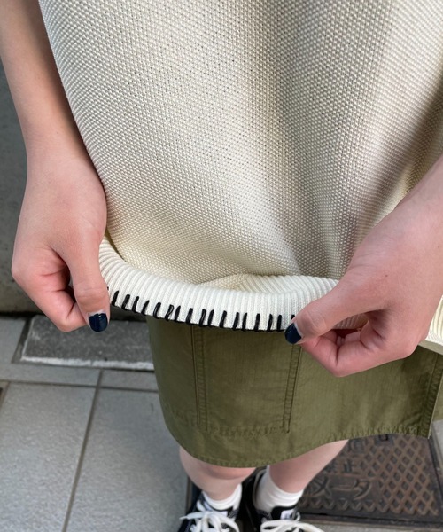 CIAOPANIC（チャオパニック）の「ハンドステッチサマーニットベスト（ベスト・レディース・ブルー/アイボリー/ブラック・FREE）」の21枚目の写真