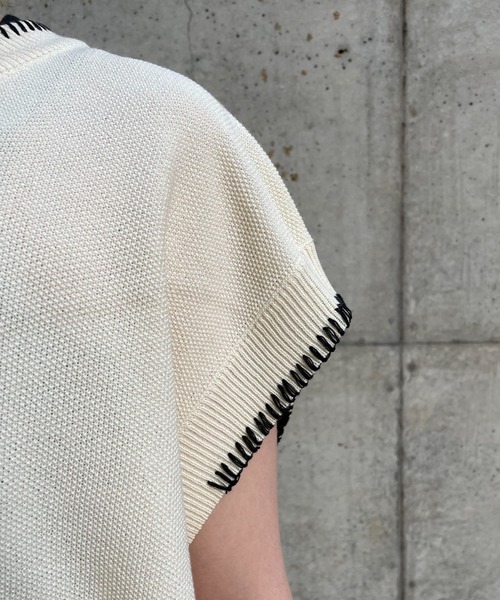 CIAOPANIC（チャオパニック）の「ハンドステッチサマーニットベスト（ベスト・レディース・ブルー/アイボリー/ブラック・FREE）」の19枚目の写真