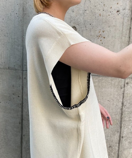 CIAOPANIC（チャオパニック）の「ハンドステッチサマーニットベスト（ベスト・レディース・ブルー/アイボリー/ブラック・FREE）」の20枚目の写真