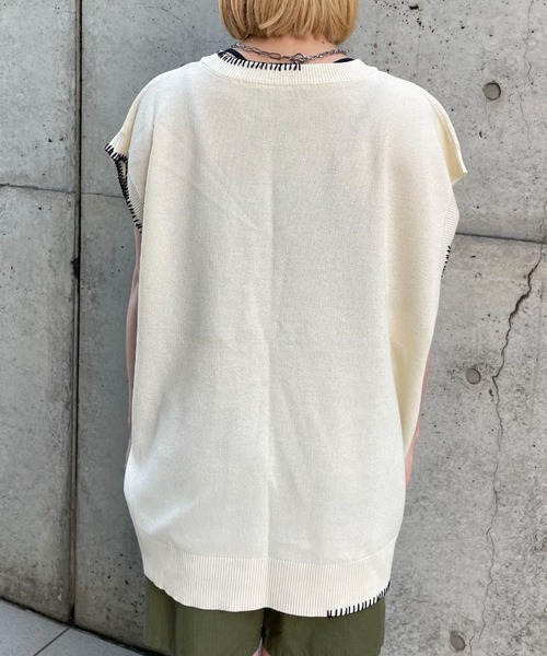 CIAOPANIC（チャオパニック）の「ハンドステッチサマーニットベスト（ベスト・レディース・ブルー/アイボリー/ブラック・FREE）」の16枚目の写真