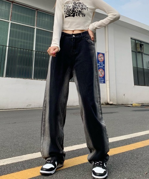 ブラックウォッシュデニムパンツ グラデーションカラー ワイドシルエット（デニムパンツ）｜Ressaca（レサーカ）
