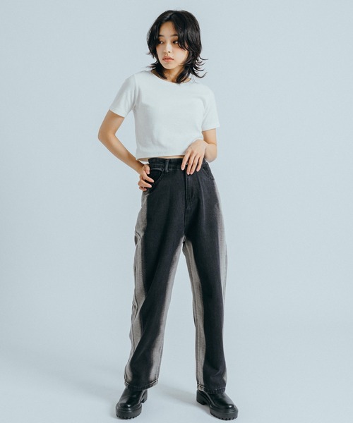 ブラックウォッシュデニムパンツ グラデーションカラー ワイドシルエット（デニムパンツ）｜Ressaca（レサーカ）