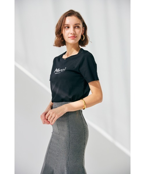 Soir,5 COCOTTE PARIS（ソワールイブニングココットパリ）の「Merci ロゴTシャツ（Tシャツ/カットソー・レディース・ブラック/ホワイト・FREE）」の21枚目の写真