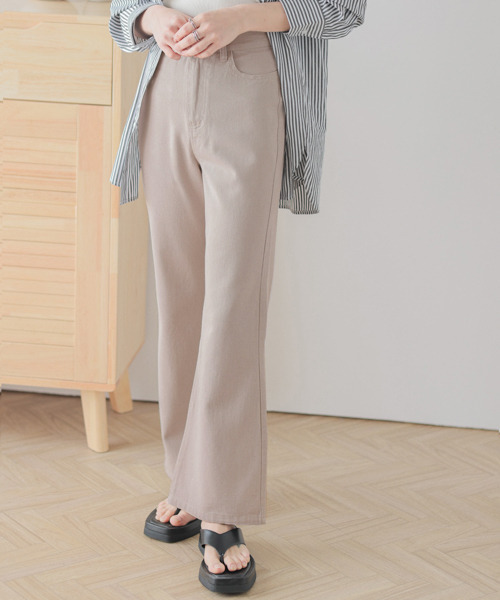 AMELY(エミリー)の「コットンフレアパンツ(その他パンツ・レディース・グリーン/イエロー/ローズ/グレイッシュベージュ/ブラック・M/L)」の3枚目の写真