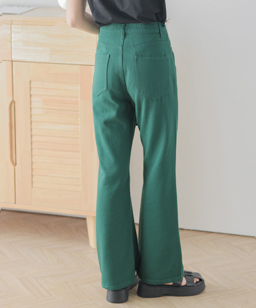 AMELY(エミリー)の「コットンフレアパンツ(その他パンツ・レディース・グリーン/イエロー/ローズ/グレイッシュベージュ/ブラック・M/L)」の12枚目の写真