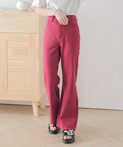AMELY(エミリー)の「コットンフレアパンツ(その他パンツ・レディース・グリーン/イエロー/ローズ/グレイッシュベージュ/ブラック・M/L)」の7枚目の写真