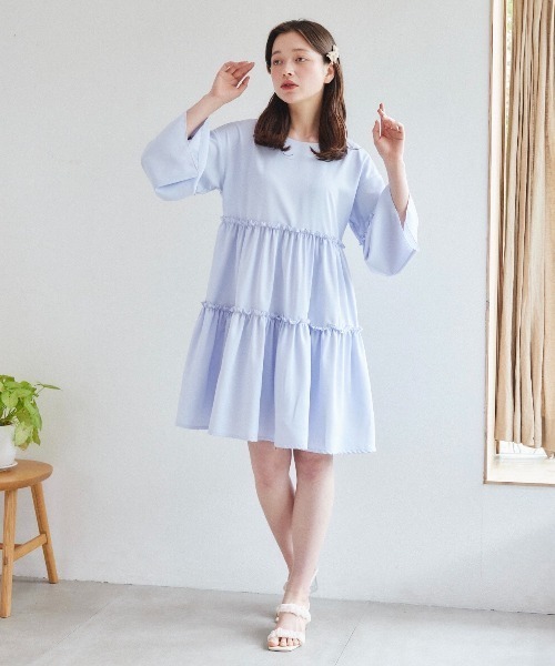 pomiii（ポミー）の「ティアードミニワンピース（ワンピース・レディース・アイボリー/ライトブルー/ライトグリーン・FREE）」の6枚目の写真