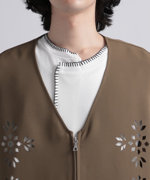 HARE（ハレ）の「フラワーモチーフ／レーザーカットベスト(HARE)（ベスト・メンズ・ブラック/ブラウン・FREE）」の9枚目の写真