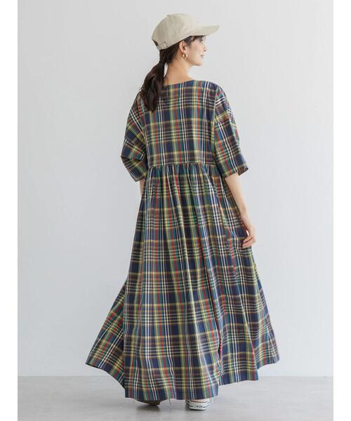 AMERICAN HOLIC（アメリカンホリック）の「ドルマン切り替えギャザーワンピース（ワンピース・レディース・イエロー/ブルー/チェック・M/L）」の8枚目の写真