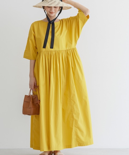 AMERICAN HOLIC（アメリカンホリック）の「ドルマン切り替えギャザーワンピース（ワンピース・レディース・イエロー/ブルー/チェック・M/L）」の2枚目の写真