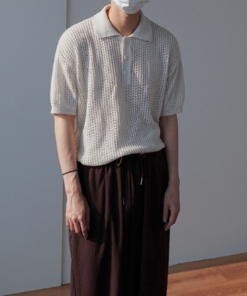 MGV(エムジーヴィー)の「ルーズメッシュニットポロ(ポロシャツ・メンズ・ホワイト・MEDIUM/LARGE/X-LARGE)」の5枚目の写真
