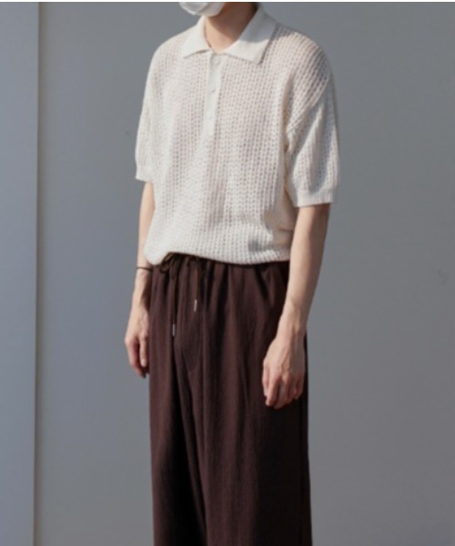 MGV(エムジーヴィー)の「ルーズメッシュニットポロ(ポロシャツ・メンズ・ホワイト・MEDIUM/LARGE/X-LARGE)」の3枚目の写真