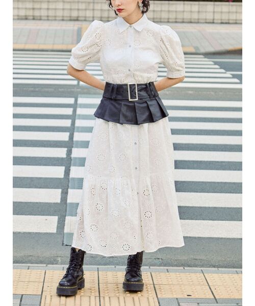 jouetie（ジュエティ）の「コットンレースワンピース（ワンピース・レディース・ブラック/オフホワイト/ブルー・MEDIUM）」の7枚目の写真