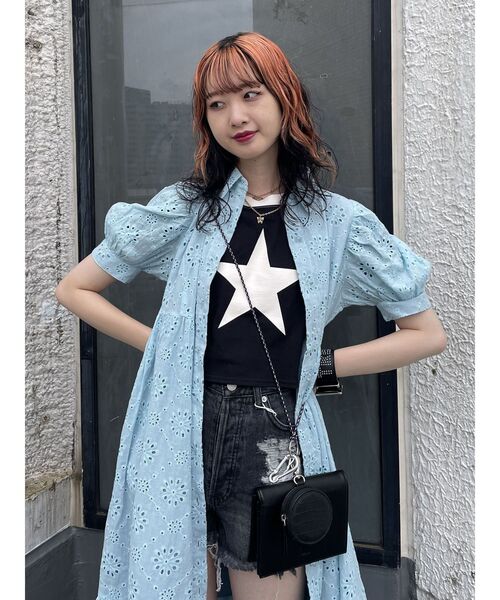 jouetie（ジュエティ）の「コットンレースワンピース（ワンピース・レディース・ブラック/オフホワイト/ブルー・MEDIUM）」の6枚目の写真