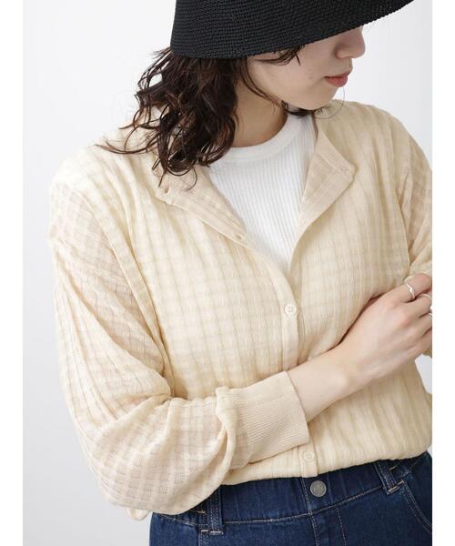 Samansa Mos2 blue(サマンサモスモスブルー)の「シアーチェックニットカーディガン(カーディガン/ボレロ・レディース・ブラック/グリーン/キナリ・F)」の9枚目の写真