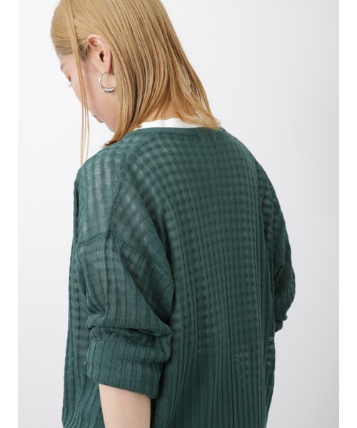 Samansa Mos2 blue(サマンサモスモスブルー)の「シアーチェックニットカーディガン(カーディガン/ボレロ・レディース・ブラック/グリーン/キナリ・F)」の14枚目の写真