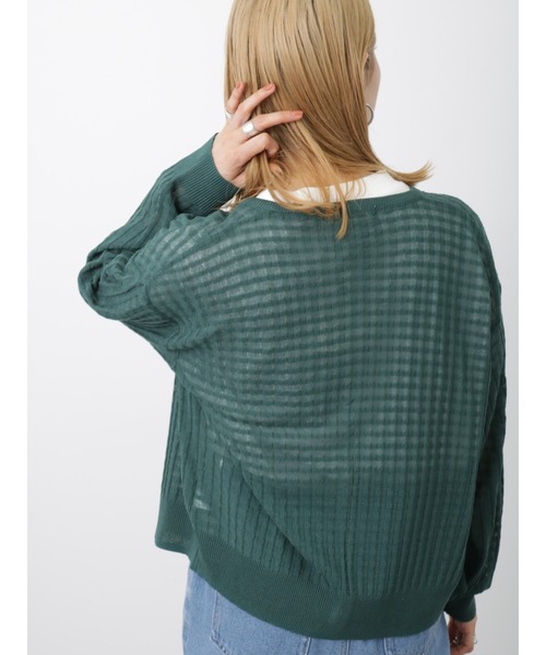 Samansa Mos2 blue(サマンサモスモスブルー)の「シアーチェックニットカーディガン(カーディガン/ボレロ・レディース・ブラック/グリーン/キナリ・F)」の21枚目の写真