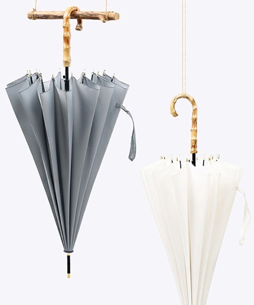 セール】丈夫な16骨 洒落た 竹ハンドル 長傘 バンブー(竹) 傘 雨傘