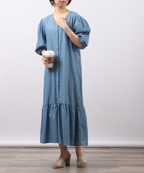 &soiree(アンドソワレ)の「&soiree デニムティアードワンピース(ワンピース・レディース・ブルー/ネイビー・F)」の17枚目の写真