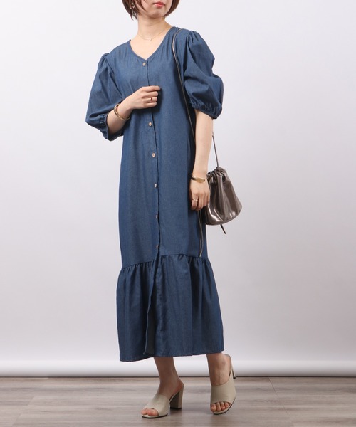 &soiree(アンドソワレ)の「&soiree デニムティアードワンピース(ワンピース・レディース・ブルー/ネイビー・F)」の7枚目の写真