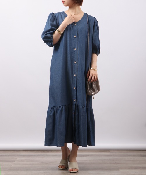 &soiree(アンドソワレ)の「&soiree デニムティアードワンピース(ワンピース・レディース・ブルー/ネイビー・F)」の8枚目の写真