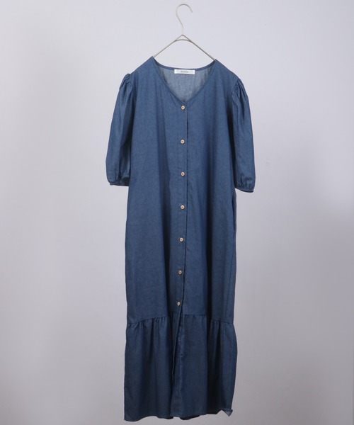 &soiree(アンドソワレ)の「&soiree デニムティアードワンピース(ワンピース・レディース・ブルー/ネイビー・F)」の3枚目の写真