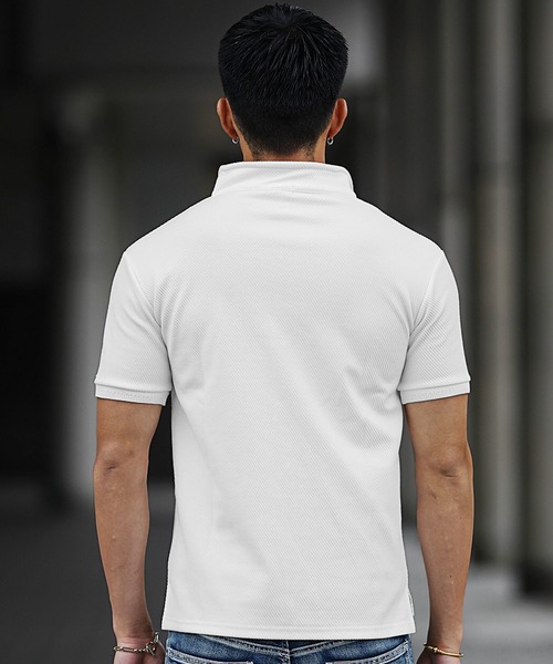 SOMEDIFF（サムディフ）の「【SOMEDIFF】カルゼ半袖ポロシャツ メンズ イタリアンカラー 立ち襟 トップス タイトシルエット 無地 春服（ポロシャツ・メンズ・ボルドー/ブラック/ホワイト・L/XL/M）」の11枚目の写真