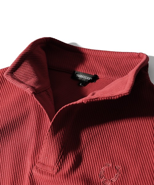 SOMEDIFF（サムディフ）の「【SOMEDIFF】カルゼ半袖ポロシャツ メンズ イタリアンカラー 立ち襟 トップス タイトシルエット 無地 春服（ポロシャツ・メンズ・ボルドー/ブラック/ホワイト・L/XL/M）」の12枚目の写真