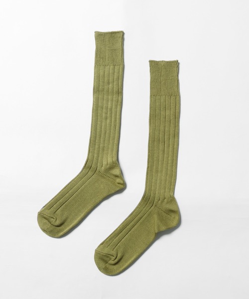 CAL O LINE（キャルオーライン）の「CAL O LINE/キャルオーライン LONG SOCKS ソックス（ソックス/靴下・メンズ・オリーブドラブ/パープル/オフホワイト・25-27CM）」の2枚目の写真