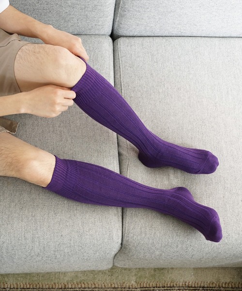 CAL O LINE（キャルオーライン）の「CAL O LINE/キャルオーライン LONG SOCKS ソックス（ソックス/靴下・メンズ・オリーブドラブ/パープル/オフホワイト・25-27CM）」の13枚目の写真