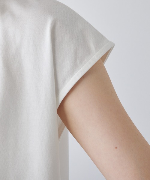 FEEL GOOD CONNECTION AND BLISSFUL TIME(フィールグッドコネクションアンドブリスフルタイム)の「【F&B】オーガニックコットンフレンチスリーブTシャツ(Tシャツ/カットソー・レディース・オフホワイト/ブラック・FREE)」の4枚目の写真