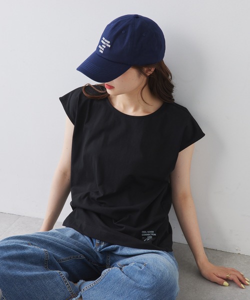 FEEL GOOD CONNECTION AND BLISSFUL TIME(フィールグッドコネクションアンドブリスフルタイム)の「【F&B】オーガニックコットンフレンチスリーブTシャツ(Tシャツ/カットソー・レディース・オフホワイト/ブラック・FREE)」の11枚目の写真