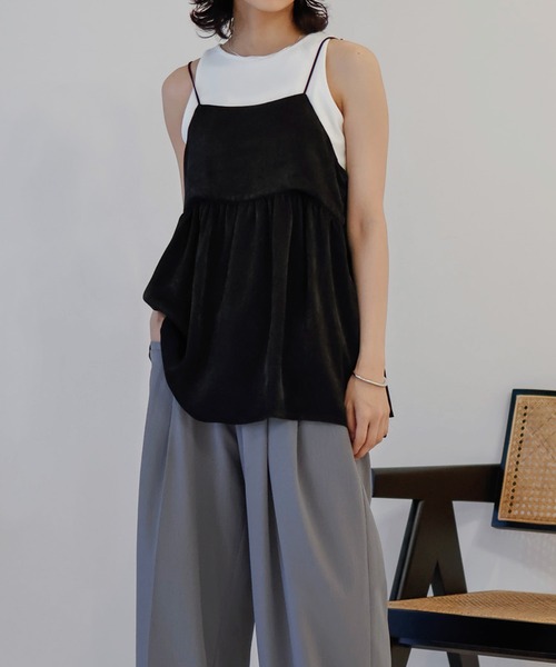 hellam(へラム)の「サテンキャミソールトップス(キャミソール・レディース・アイボリー/ネイビー/グレイッシュベージュ/ブラック・FREE)」の11枚目の写真