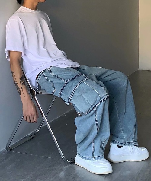 almo（アルモ）の「ビッグポケットデニムパンツ(NEZ)（デニムパンツ・レディース・ブルー/ブラック・X-LARGE）」の2枚目の写真