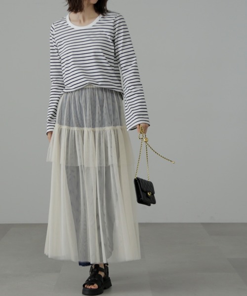 FREE'S MART（フリーズマート）の「◆フレアスリーブ袖スリットボーダーTシャツ（Tシャツ/カットソー・レディース・ブラック系その他/ブルー・FREE）」の19枚目の写真