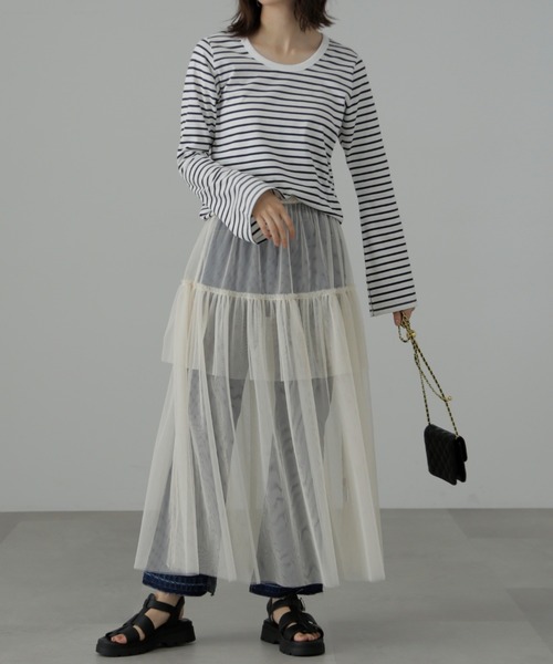 FREE'S MART（フリーズマート）の「◆フレアスリーブ袖スリットボーダーTシャツ（Tシャツ/カットソー・レディース・ブラック系その他/ブルー・FREE）」の20枚目の写真