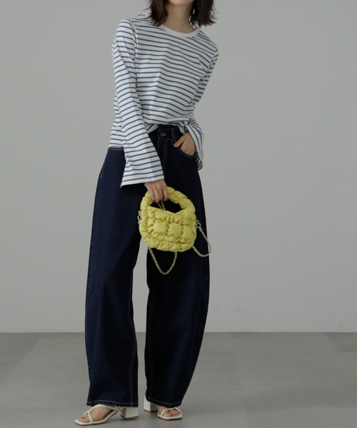 FREE'S MART（フリーズマート）の「◆フレアスリーブ袖スリットボーダーTシャツ（Tシャツ/カットソー・レディース・ブラック系その他/ブルー・FREE）」の7枚目の写真