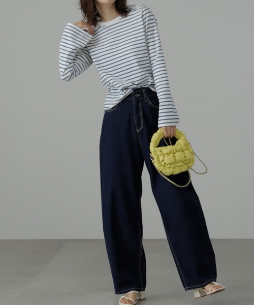 FREE'S MART（フリーズマート）の「◆フレアスリーブ袖スリットボーダーTシャツ（Tシャツ/カットソー・レディース・ブラック系その他/ブルー・FREE）」の8枚目の写真