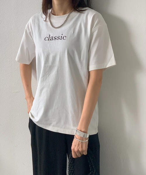E&C closet…(イーアンドシークローゼット)の「センター刺繍Tシャツ(Tシャツ/カットソー・レディース・ホワイト/ネイビー・FREE)」の6枚目の写真