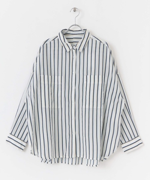 ITEMS URBANRESEARCH（アイテムズ アーバンリサーチ）の「ボイルストライプオーバーシャツ（シャツ/ブラウス・レディース・ブラウン/ブラック/オフホワイト・FREE）」の9枚目の写真