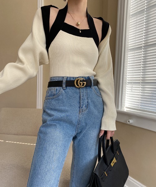 配色ボレロニット＋キャミアンサンブル（アンサンブル）｜deux amour