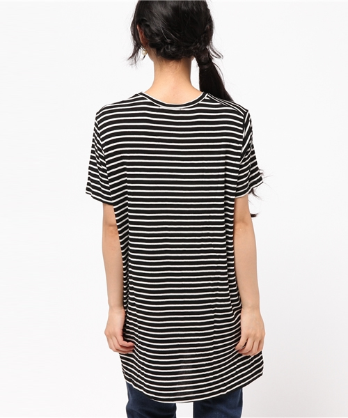 ROSE BUD（ローズバッド）の「(BRANDY&MELVILLE)MCH009B-59 STRIPE CREW S/S TEE（Tシャツ/カットソー・レディース・ブラック/バーガンディー・ONE SIZE）」の11枚目の写真