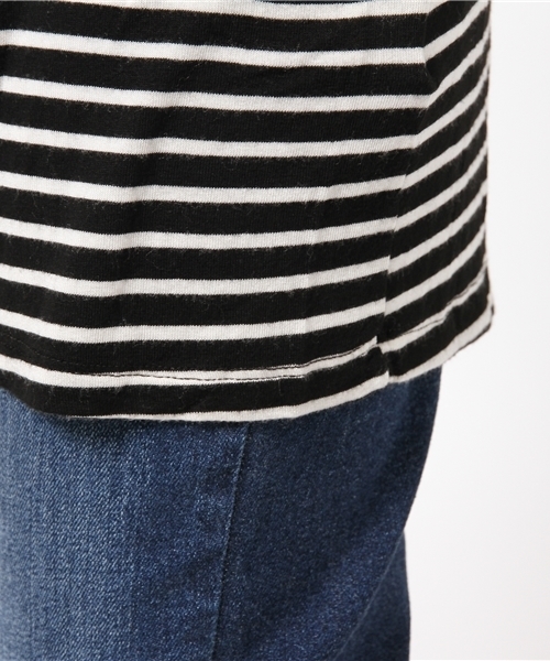 ROSE BUD（ローズバッド）の「(BRANDY&MELVILLE)MCH009B-59 STRIPE CREW S/S TEE（Tシャツ/カットソー・レディース・ブラック/バーガンディー・ONE SIZE）」の7枚目の写真