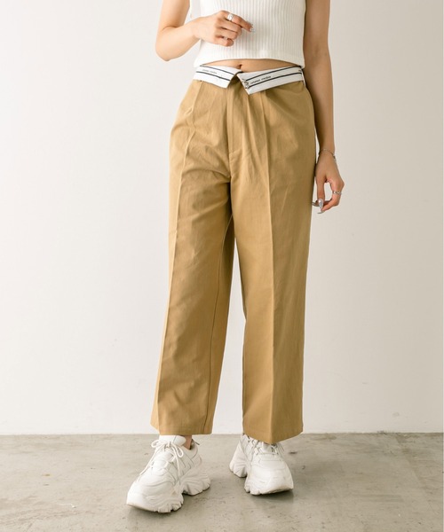 OLIVE des OLIVE(オリーブデオリーブ)の「マーベルトスラックスパンツ 1032020030(スラックス・レディース・キャメル/ピンク/ブラック系その他/チャコールグレー/ブラック/ストライプ・FREE)」の5枚目の写真