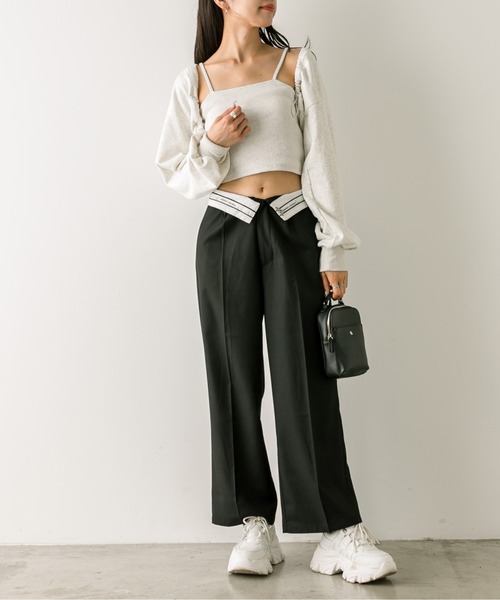 OLIVE des OLIVE(オリーブデオリーブ)の「マーベルトスラックスパンツ 1032020030(スラックス・レディース・キャメル/ピンク/ブラック系その他/チャコールグレー/ブラック/ストライプ・FREE)」の9枚目の写真