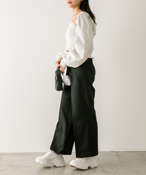 OLIVE des OLIVE(オリーブデオリーブ)の「マーベルトスラックスパンツ 1032020030(スラックス・レディース・キャメル/ピンク/ブラック系その他/チャコールグレー/ブラック/ストライプ・FREE)」の10枚目の写真