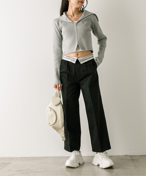 OLIVE des OLIVE(オリーブデオリーブ)の「マーベルトスラックスパンツ 1032020030(スラックス・レディース・キャメル/ピンク/ブラック系その他/チャコールグレー/ブラック/ストライプ・FREE)」の15枚目の写真